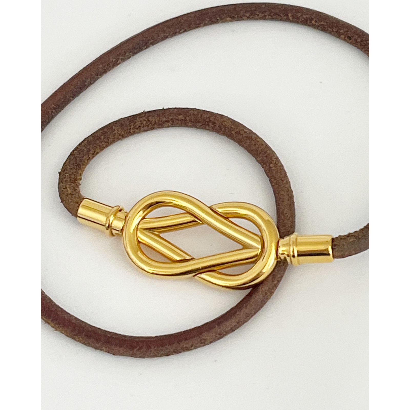 Herms Atam Leather Bracelet Or Choker Knot Closure
